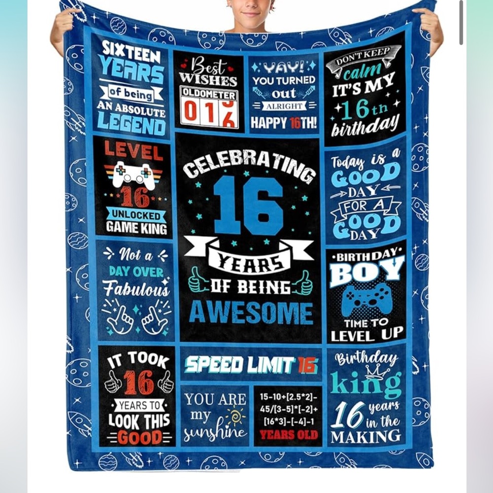 Boys 16th Birthday Celebration Blanket